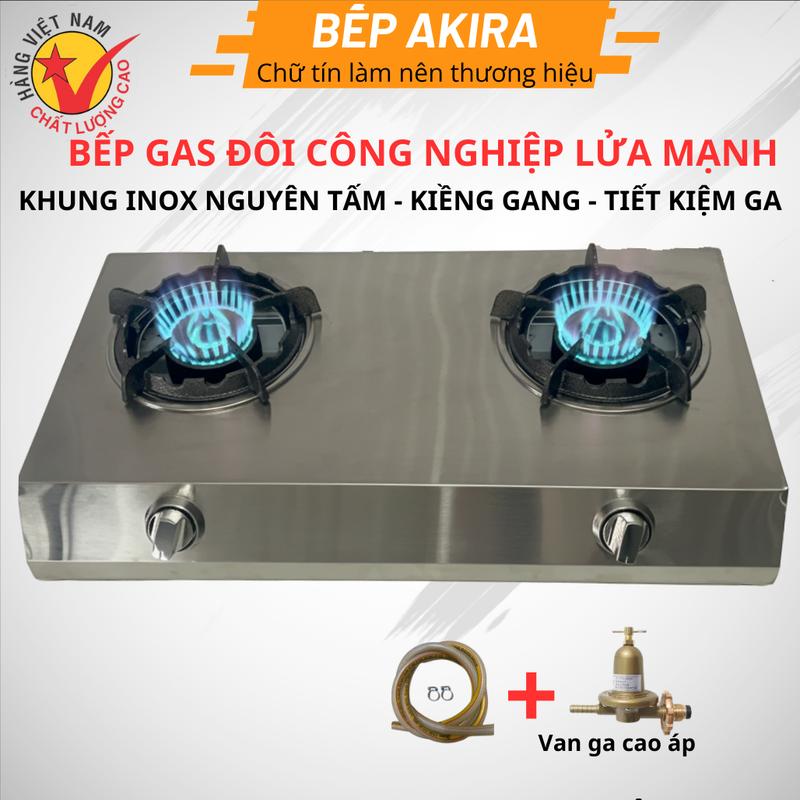  Chính Hãng  Bếp Ga Đôi Công Nghiệp Cao Cấp Hàng Việt Nam - Lửa Mạnh Tiết Kiệm Ga - Khung Inox Nguyên Tấm Kiềng Gang Chụi Lực Dễ Vệ Sinh 