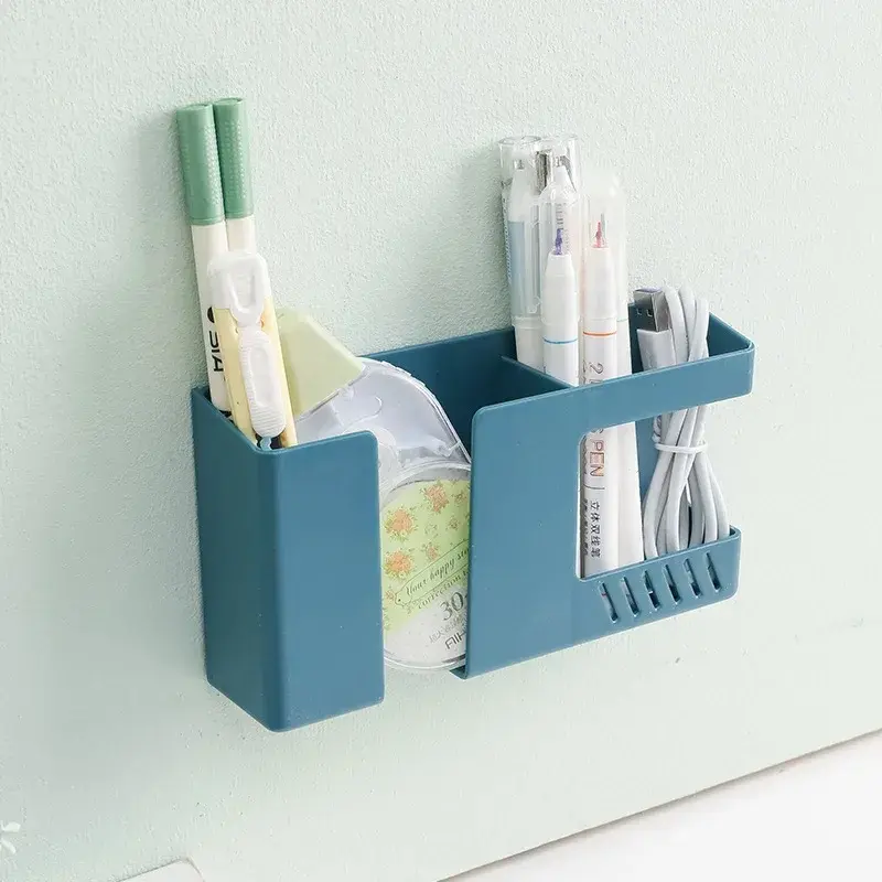 Hộp lưu trữ điều khiển từ xa Điện Thoại Di Động treo tường, Thiết kế 2 trong 1, Đa chức năng, Giá lưu trữ không cần đục lỗ, Giá lưu trữ mảnh vỡ trên tường 5