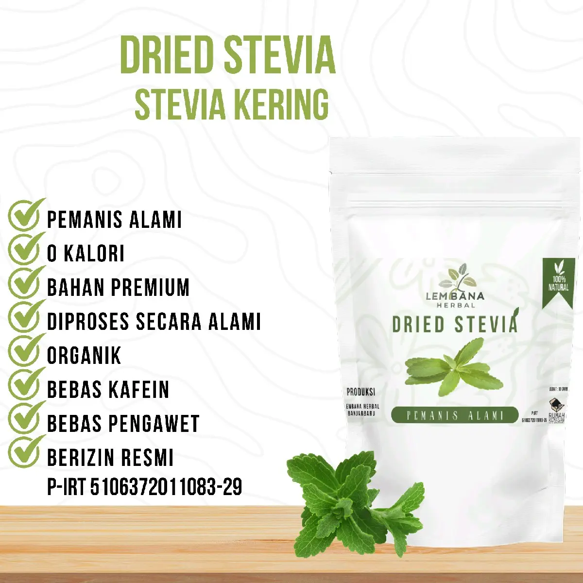 STEVIA KERING DRIED PENGGANTI GULA 0 KALORI DIABETES PEMANIS ALAMI