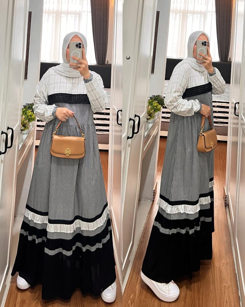 Product Introduction of SEO GAMIS SEMUT BY SYAINA TERBARU DAN KEKINIAN  Katun Polos Linen Muslim Nyaman Wudhu Wanita Dress Dewasa Lebaran gam is cantik 3