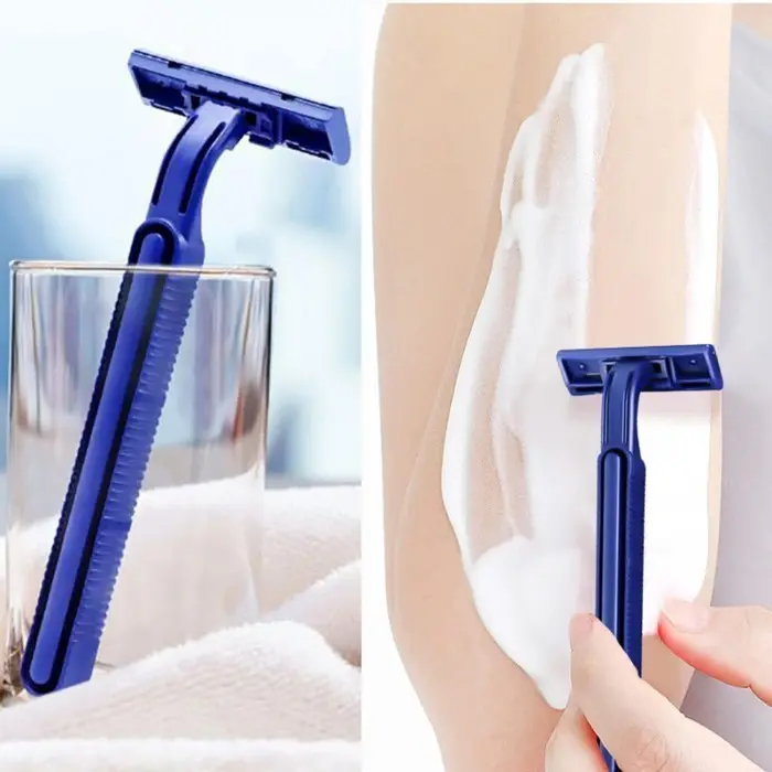 Alat Cukur Mata 2 Biru Alat Pisau Cukur Kumis Jenggot Disposable 3