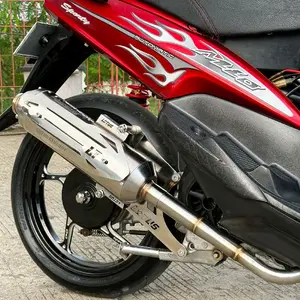 LOTUS Powerfull Exhaust Type SC.02 Tameng Titan Ceklis Standar Racing PNP Mio Sporty Mio Smile Mio Soul Karbu Asli 32 Diameter 28-38 mm Bahan Stainless Steel Presisi PNP dengan Foto Asli dari Kamera