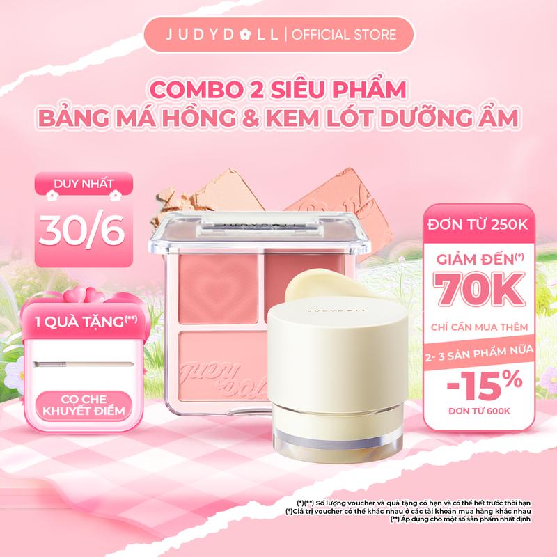 [NEW] Combo Judydoll Kem Lót Nourising Makeup Base và Bảng Má Hồng & Bắt sáng đa năng