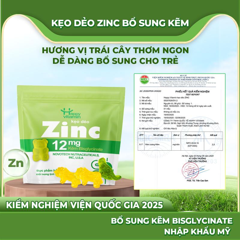 Kẹo dẻo bổ sung Kẽm Hữu Cơ ZinC Gummies - Happy Vitamin - Hỗ trợ ăn ngon miệng hấp thu dinh dưỡng hồng hào khỏe mạnh
