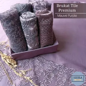 SETENGAH METER Kain Brukat TiLe Bahan Kebaya - Mauve Purple ( HARGA PER 50cm KAIN )