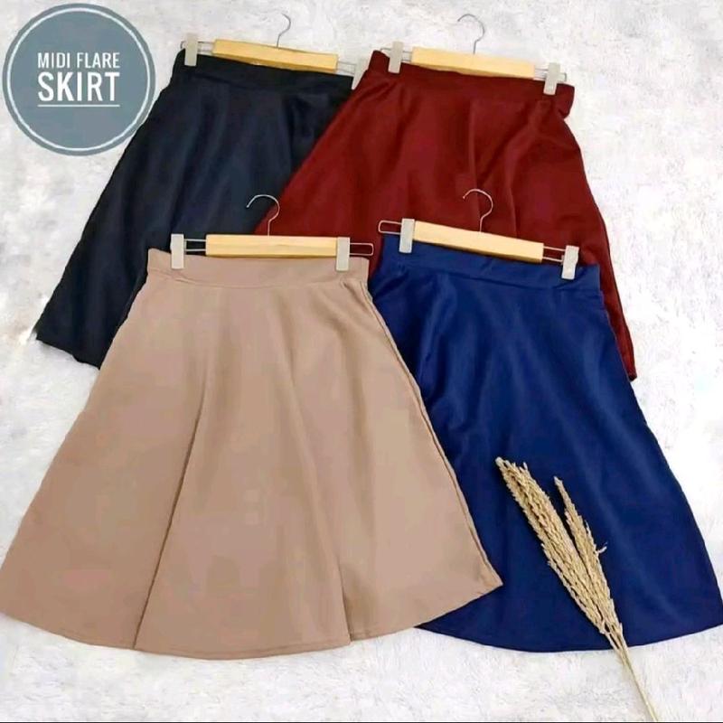 Rok Midi Flare Skirt/Rok Pendek Scuba Wanita Fit Mini 2
