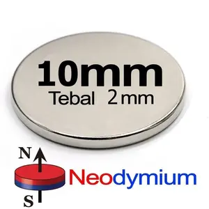 10x2mm Strong Magnet Neodymium Bulat Koin Silver Kuat 10x2 mm