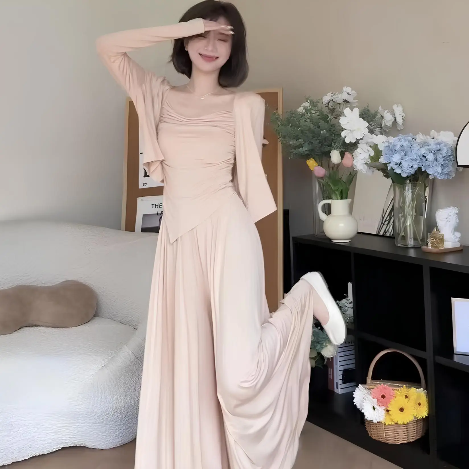 25OCLOCK - OneSet Wanita Lengan Panjang Super Flowy 3 potong