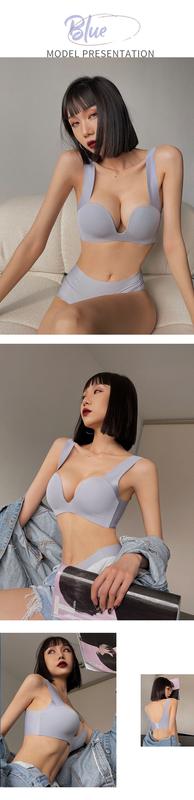 Product Introduction of Internet Celebrity Designer Hot Seamless Underwear Breast Holding Adjustable Bra Set Wireless Small Chest Push up and Anti-Sagging Sexy Bra Female Summer 27