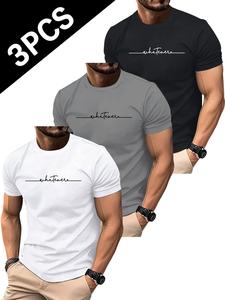 メンズ速乾Tシャツ 3枚セット、夏用半袖トップス、ストリートウェア、通気性・快適、カジュアルな日常使い、旅行に最適
