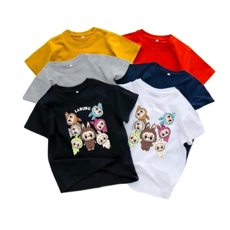 Kaos Anak Wanita Ideal Usia 2-10 Unisex Cewek Cowok Pakaian Anak Anak Oblong Anak LABUBU 7 Katun Cotton Combed Perempuan Anak-Anak Distro 1