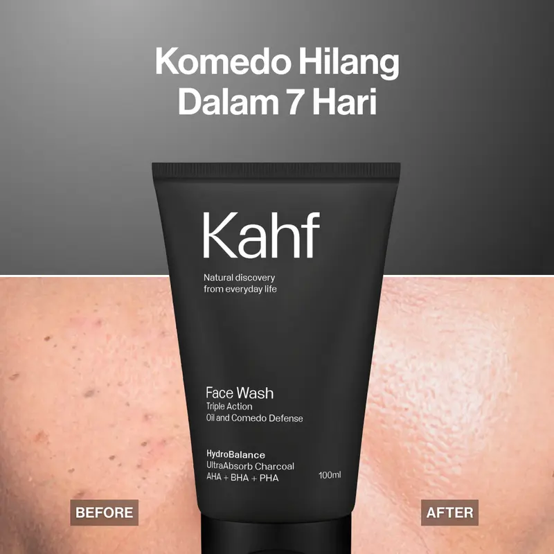 Kahf Face Wash Triple Action Oil and Comedo Defense 100 ml - Sabun Cuci Muka Pria Anti Komedo dan Kulit Berminyak - Suitable for Daily Use 4