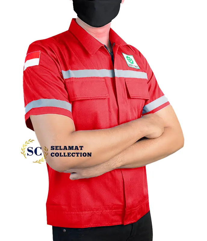 Kemeja Safety K3 by Selamat collection - Baju Seragam Kerja Atasan Wearpack Lengan Pendek Pria Wanita 4