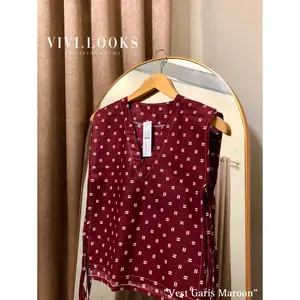 ￼VIVILOOKS-VEST BATIK PATTERN PREMIUM BOLD SERIES MODERN ETNIK KATUN OUTER ROMPI BATIK KEKINIAN ETNIK TERMURAH ATASAN WANITA CROP TIMELESS MINIMALISM|| SERAGAM KERJA || READY STOCK Top Motif Belah Samping Panjang