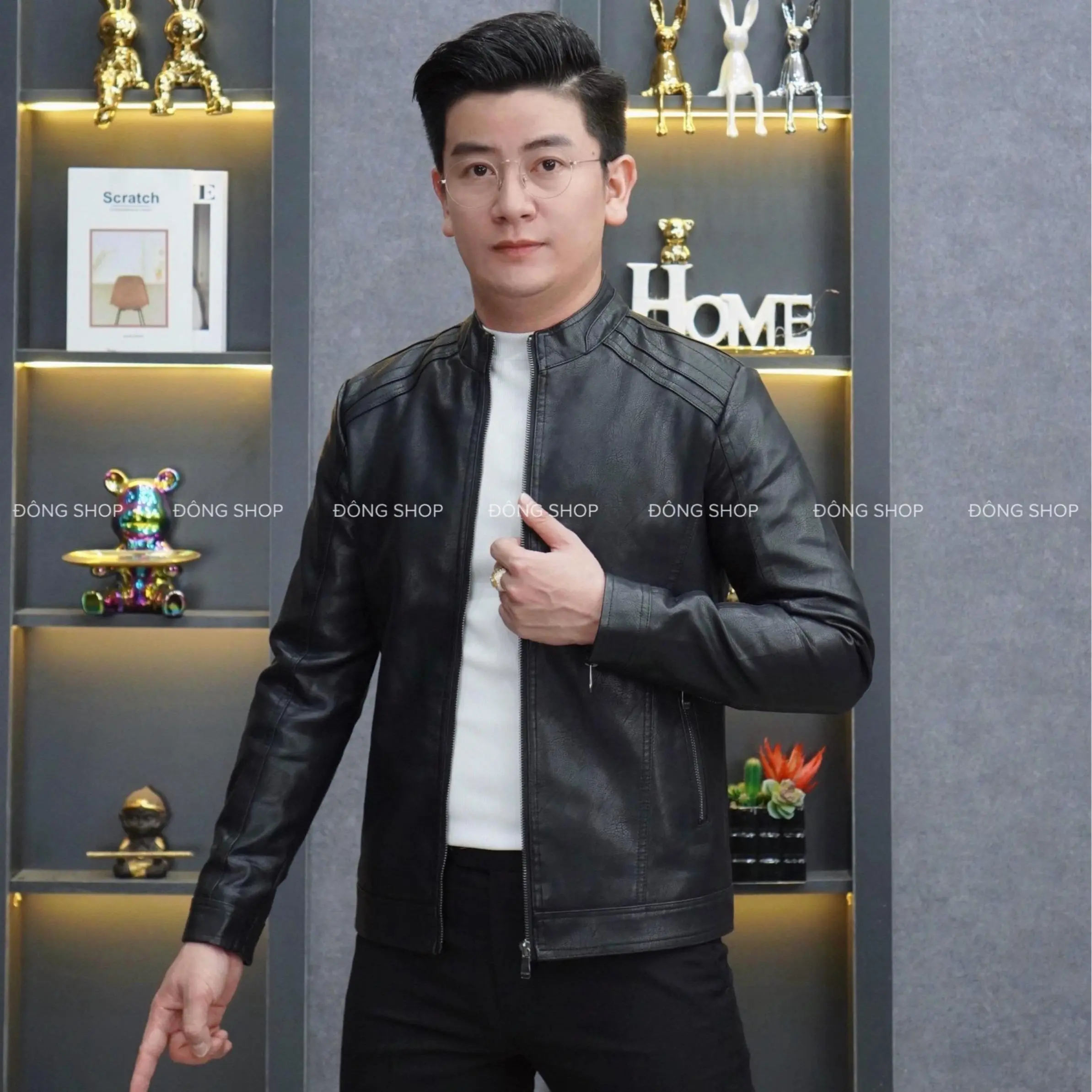 [XẢ KHO] -Áo Da Nam 8808 Cổ Tàu Lót Lông Nhung Cao Cấp MENDOR Chất Liệu Da Mềm Dày Dặn Form Dáng Trẻ Trung Size M - 3XL Aokhoacnam Aodanam