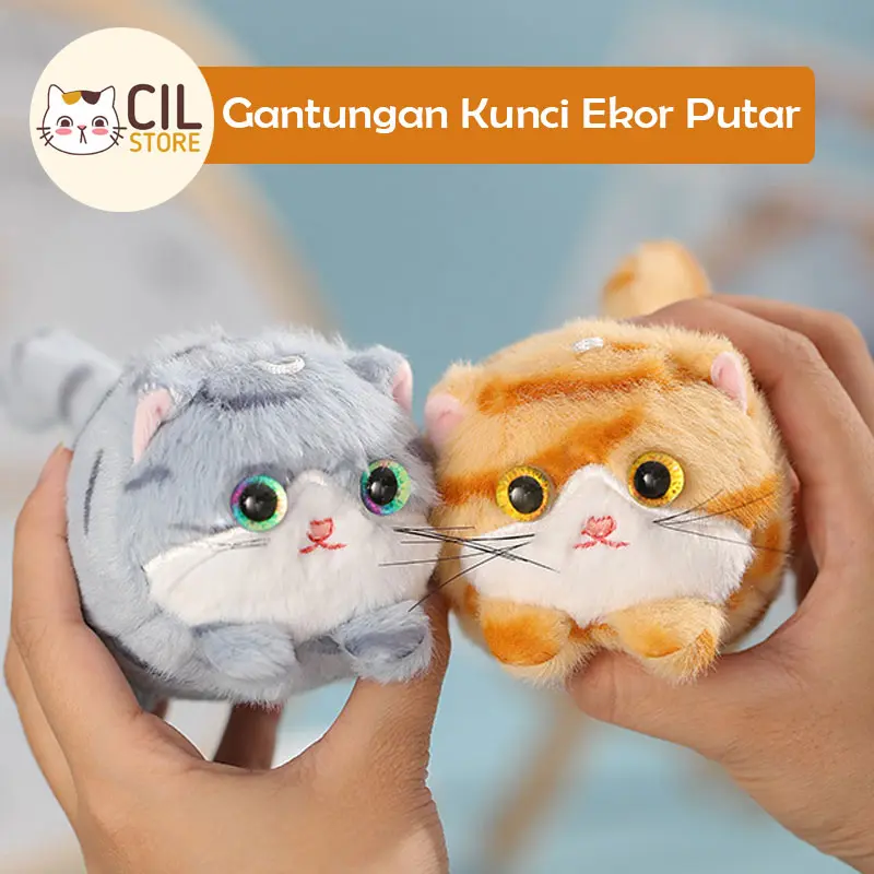 Gantungan Kunci Charm Kucing Lucu Ekor Putar 0