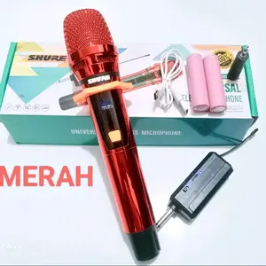 SHUUREE Mikrofon Wireless Warna Warni Frekuensi UHF Tanpa Kabel Bluetooth Bisa Di Cas Ulang untuk Soundcard dan Acara lainnya Mic