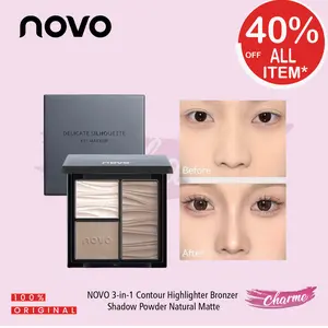 (&) Novo 3-in-1 Contour Highlighter Bronzer Shadow Powder Natural Matte Colour Contour Palette (NOVO5828-CT)