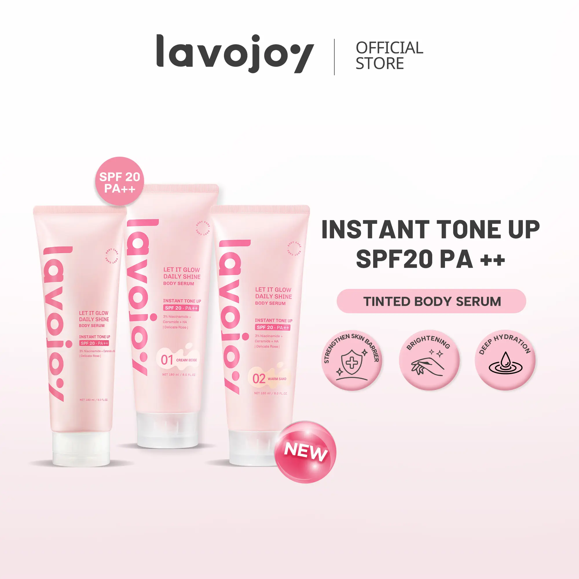 【NEW! LIG Tone Up Shade 00 - 01 - 02】 Let It Glow Daily Shine Body Serum Instant Tone Up Delicate Rose with SPF 20++ | Body Serum untuk Perlindungan Sinar UV | Mencerahkan Seketika dan Melembabkan Kulit dengan 3% Niacinamide + Ceramide