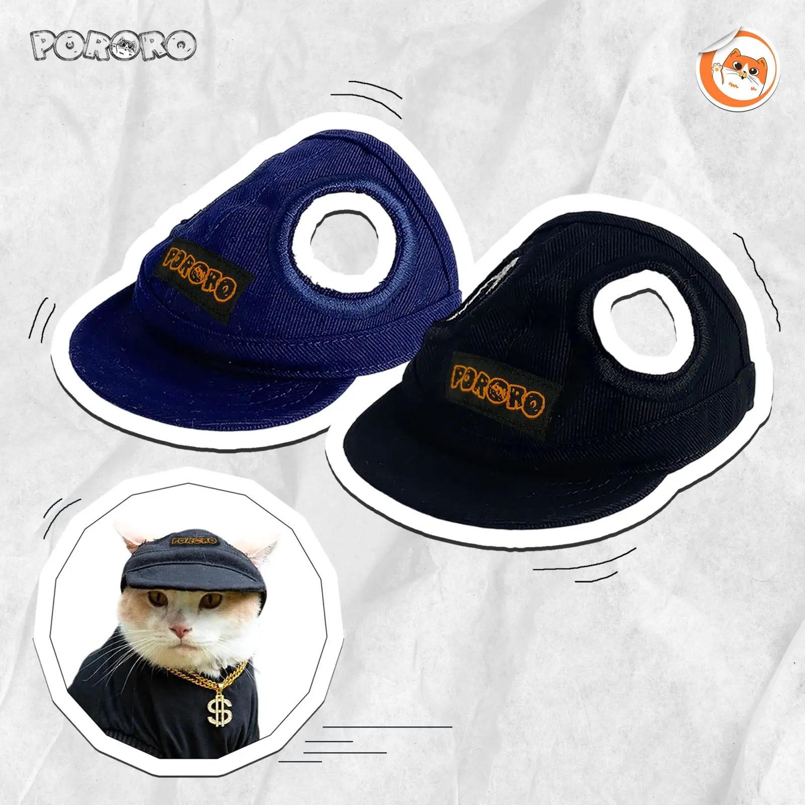 Topi Kucing PORORO Lucu Aksesoris Hewan Bahan Premium