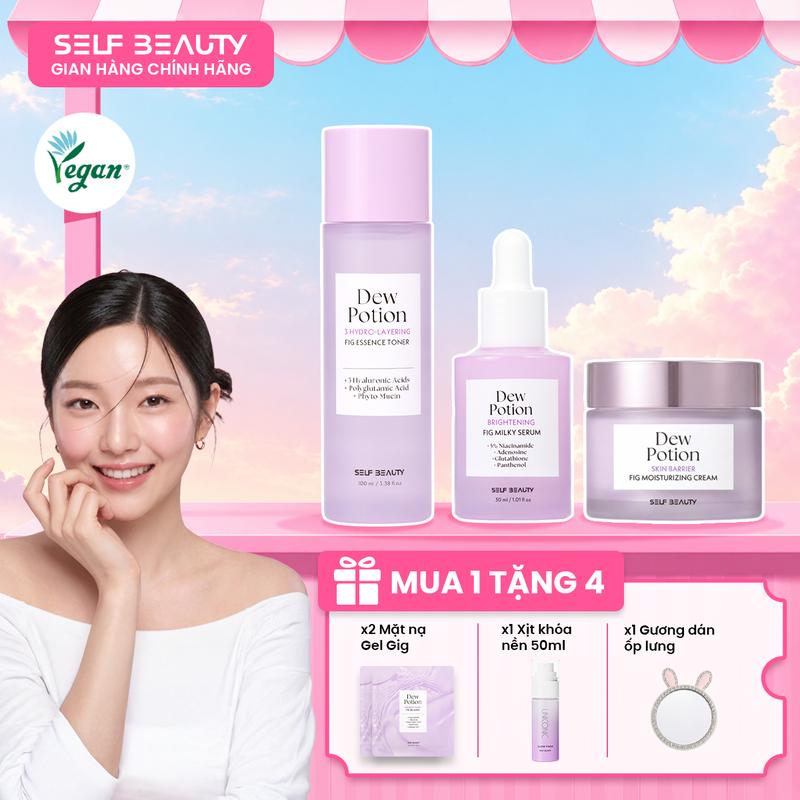 Combo Dưỡng Da Thuần Chay SELF BEAUTY Toner + Serum Dưỡng Trắng + Kem Dưỡng Ẩm Phục Hồi