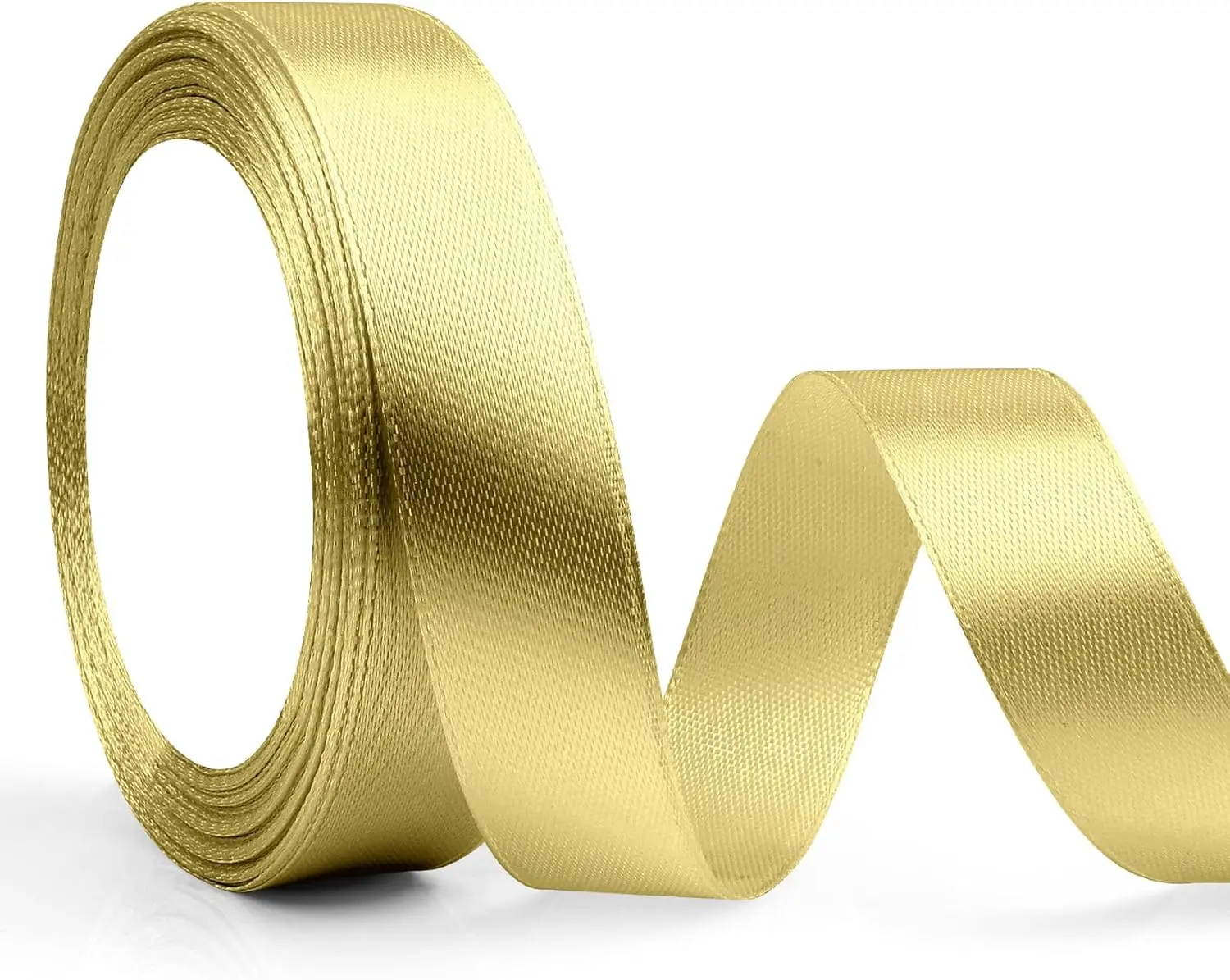 Champagne Golden Satin Ribbons for Gift Wrapping & Decor - 20mm x 23m