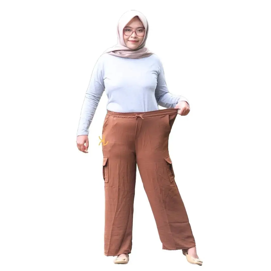 celana cargo jumbo wanita bahan crinkle airflow premium bb 40-80kg Kulot Panjang Dewasa Pant