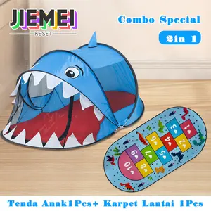 JIEMEI Tenda Anak Karakter Tenda Camping Anak Lipat 1pcs（182x100x86cm）+ Alas Tikar Bermain Anak 1pcs（176x90cm）