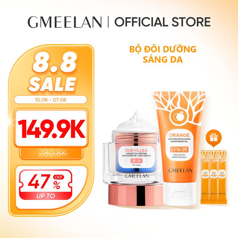 COMBO 1+1 GMEELAN Kem lười sữa tuyết Gmeelan Polar Snow Algae Peptide 30g Skincare ORANGE EXFOLIATING Gel Tẩy Tế Bào Chết 50g