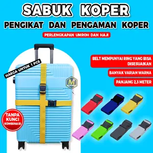 MUMTAZINDO - Sabuk Pengikat Koper Nylon Lebar 3,8 cm tebal 3 mm Model Slop Kuat untuk Traveling Haji Umroh & Bagasi Pesawat