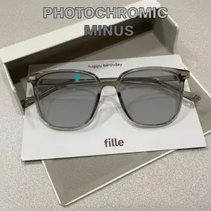 Kacamata Minus Fotokromik -0.50 s/d -6.00 Fashion Korea Retro Anti Blue Light anti Radiasi Model Cat Eye gucc minus lens zhijing A08 Kacamata Potokromik Grey Kacamata Central Asia