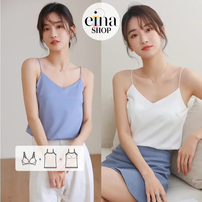 Hazel Ice Silk Bra Padded Camisole padded top