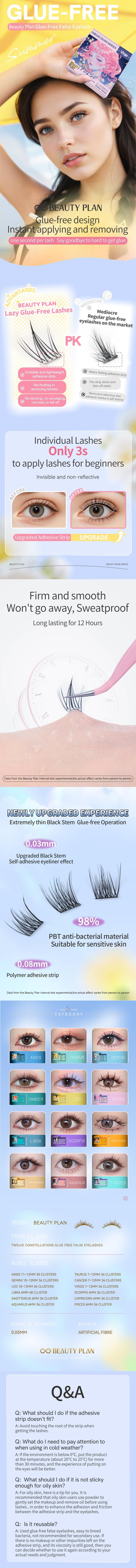 BEAUTY PLAN [TANPA LEM+TWEEZER] Bulu Mata ARIES panjang 9-12mm untuk penampilan Natural | Bulu Mata Eyelash Extension | Eye Make Up BEAUTY PLAN Aries Virgo Cancer Taurus Leo