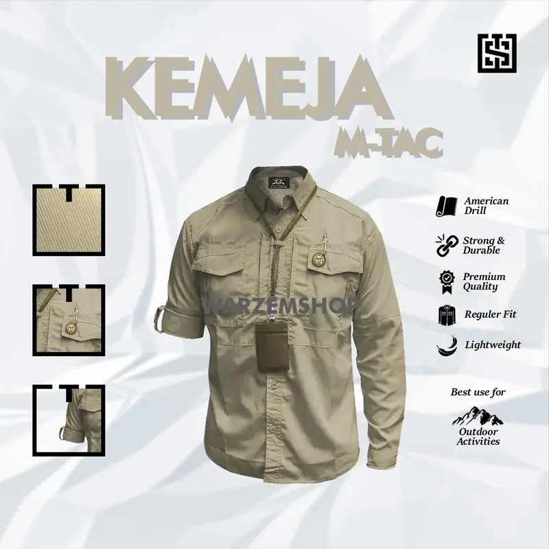 Kemeja Tactical Original M-Tac Lengan Panjang Pria Tactical Outdoor Kemeja Kerja Pdl, Pdh, Lapangan, Dinas, Instansi, Pemerintahan, Almamater, komunitas High Quality, Premium Bahan American Drill Tr  Formal Casual Katun Lembut Tebal Nyaman Keren 3