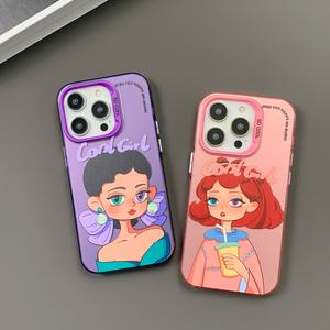 สาวหล่อเย็นสไตล์ใหม่เข้ากันได้กับเคส iPhone16 พรีเมี่ยม Sense iPhone15 ใหม่ iPhone14 ป้องกันการตก 13/12 สีเงินความคิดสร้างสรรค์ 11 / XSMax การ์ตูน XR / XS / 8Plus ‌สำหรับผู้ชายและผู้หญิง