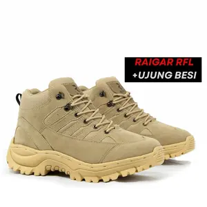 Sepatu Safety Ujung Besi Mid Boots Original Raigar RFL Krem Kerja Lapangan Kuat Anti Licin Pria Wanita 37-44