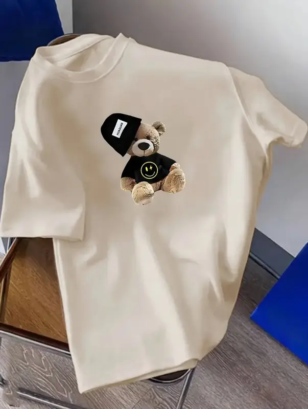 Kaos Distro Pria Wanita Motif Bear Smile Baju Keren Simple Bahan Katun Combed 30s Premium 1
