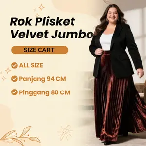 Rok Plisket Velvet Panjang Wanita Jumbo XXXL – Rok Panjang Bludru Premium Elegan & Nyaman Dipakai