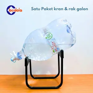 Rak galon le-minenale besi dengan kran tutup galon air belulir