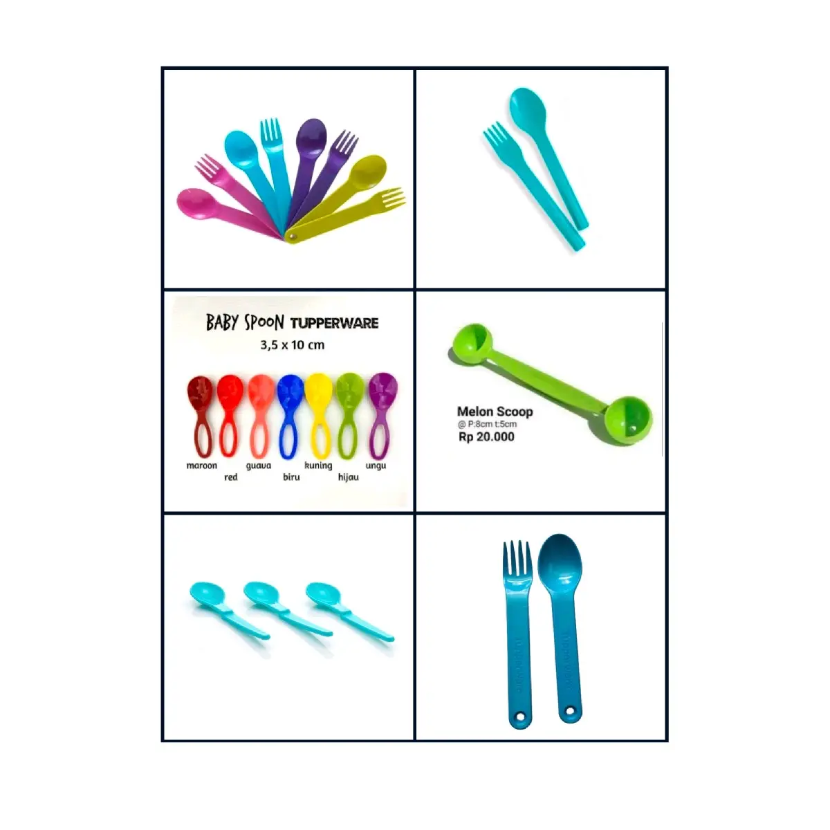 Ori 100% tupperware aneka sendok garpu (cutlery) Alat makan melon scop sendok garam sendok bayi