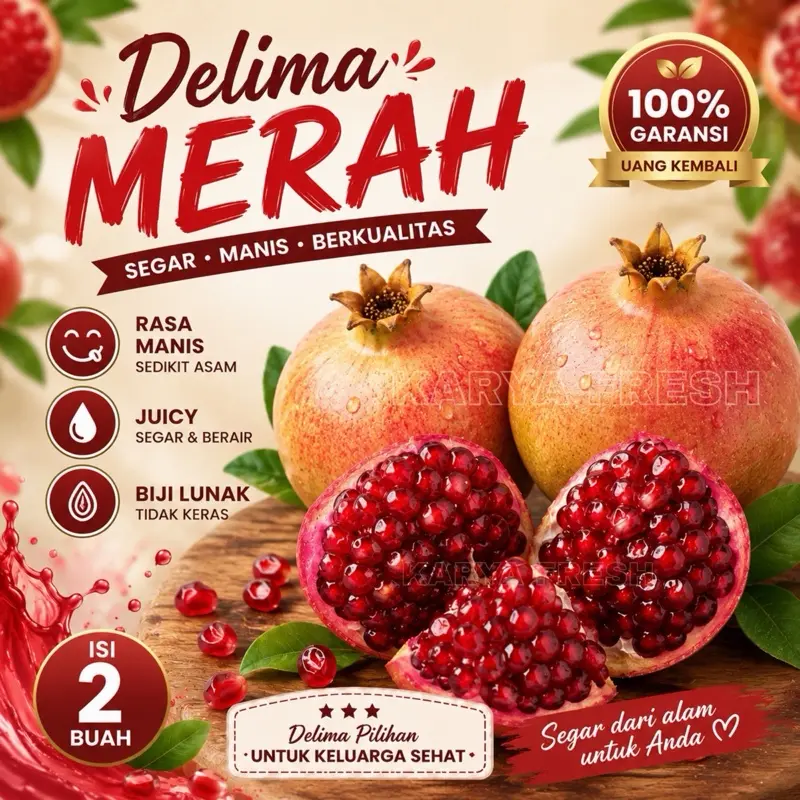 KARYA FRESH Red Pomegranate isi 2 buah biji lunak delima merah