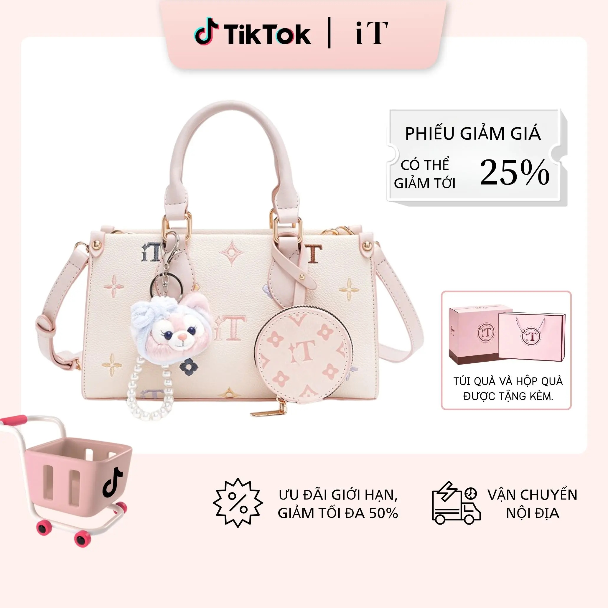 Túi iT Brand là một chiếc túi xách nữ cổ điển được thêu tay và trang trí bằng họa tiết in. Túi có thể xách tay hoặc đeo chéo và có khóa cài bằng nhung rất đẹp túi xách nữ.