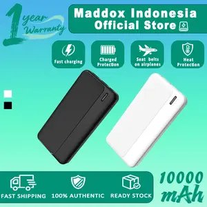 Maddox Powerbank 10000mAh Desain Unik Pengisian Cepat Portabel dengan Perlindungan Keamanan untuk Sabuk Aman di Pesawat dan Fitur LED Battery Indicator