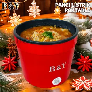 B&Y Panci Listrik Mini Anti Lengket 0.8L Portable Fry Pan Multifungsi