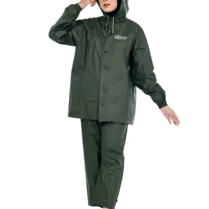 RAF Jas Hujan Setelan Pria Wanita Bahan Tebal Elastis Tahan Air Pvc 4