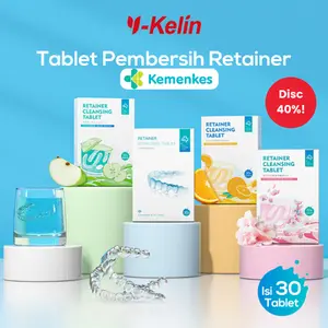 Y-Kelin Tablet Pembersih Retainer 30 Tablet Mulut Perawatan Retainer Behel Non-abrasif Menghilangkan 99,9% Bakteri Penyebab Bau