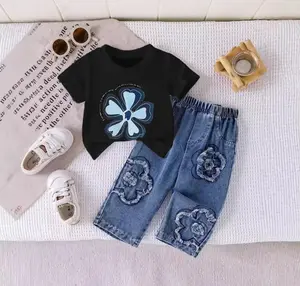 setelan anak perempuan kaos lucu adem dan celana jeans panjang untuk anak usia 1-5 tahun