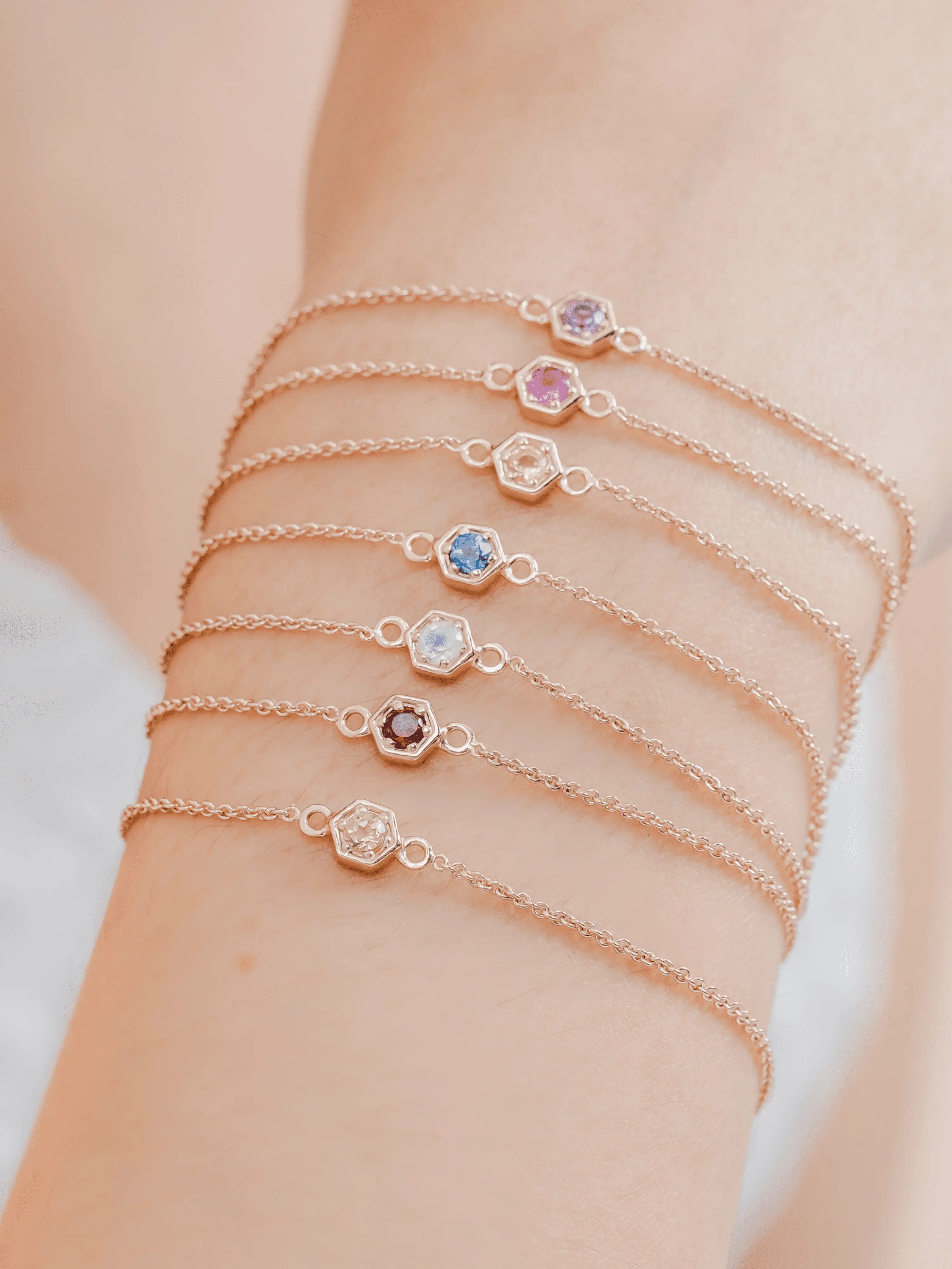 Fleur Bracelet Rose Gold Plated Natural Gemstones