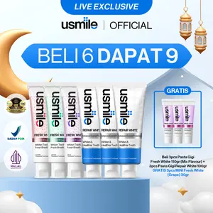 [BELI 6 DAPAT 9] usmile Pasta Gigi Fresh White 3x110gr + Pasta Gigi Repair White 3x100gr + Pasta Gigi Fresh White 3x30gr | Pemutih Gigi | Pasta Gigi Whitening | Nafas Segar | Gigi Sensitif | Menghilangkan Karang Gigi | Pembersih Noda Gigi