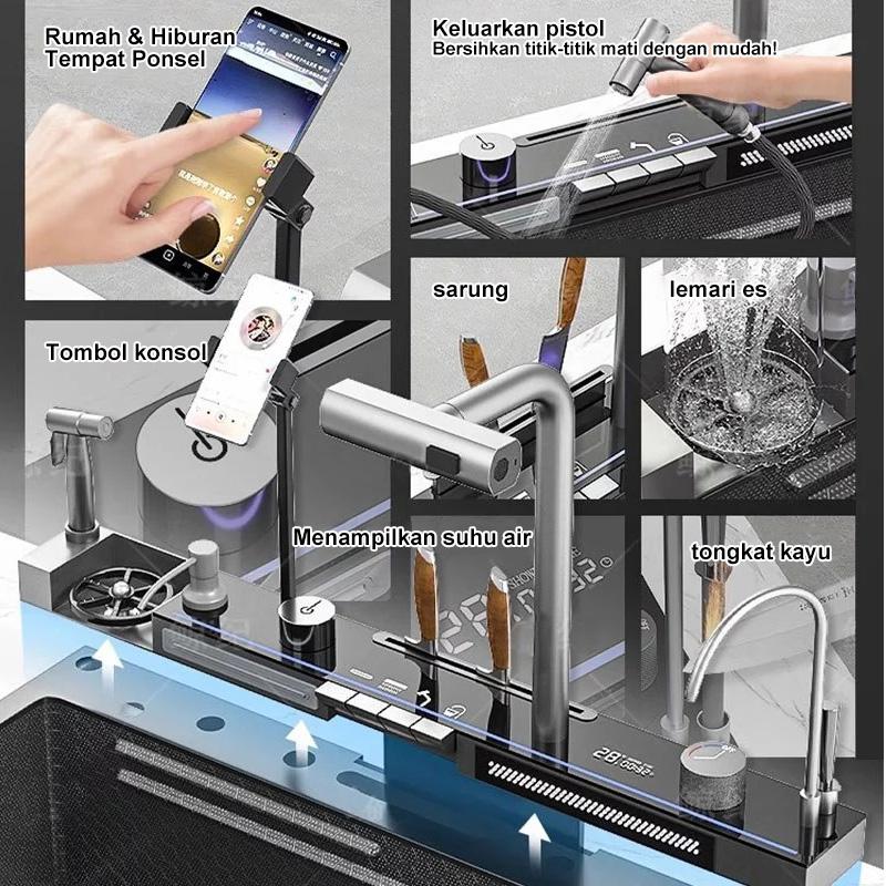 RACK SUS 304 Stainless Steel Kitchen Sink Modern 3.0mm Bak Cuci Piring Hitam Cuci Piring Ketebalan-A RACK SUS 304 Stainless Steel Kitchen Sink Modern 3.0mm Bak Cuci Piring Hitam Cuci Piring Ketebalan-A